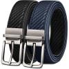 BULLIANT Men’s Belt,Reversible Belt Adjustable For Gift Men 1.25”-Cut For Fit-2 Sides in 1 Belt(Not 2)(Black/Purplish Blue3020)