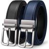 BULLIANT Men’s Belt,Reversible Belt Adjustable For Gift Men 1.25”-Cut For Fit-2 Sides in 1 Belt(Not 2)(Black/Purplish Blue3022)