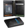 BULLIANT Slim Wallet For Men 12Cards,Easy Leather Wallet Card Holder Money Clip With Simplified Bill Folder&Magnetic Closure -RFID Blocking(Black8013)