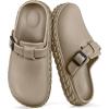 BULLIANT Women Clogs,Comfortable Mules Sandals Unisex Cushioned Support EVA Lightweight Slip-Resist Adjustable Fit(Camel8440)