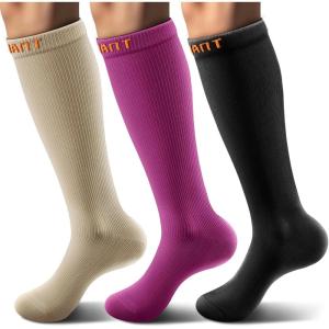 BULLIANT Compression Socks 3Pairs-15-20mmHg Circulation Support Men Women Hiking Sports Recovery-Upgraded Wicking Tech(3pairs-3 Color Mixed7960)