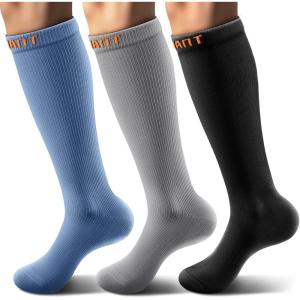 BULLIANT Compression Socks 3Pairs-15-20mmHg Circulation Support Men Women Hiking Sports Recovery-Upgraded Wicking Tech(3pairs-3 Color Mixed7961)