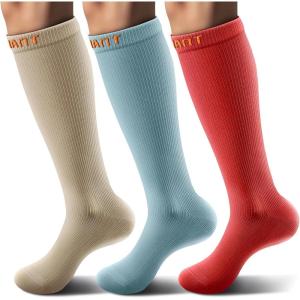 BULLIANT Compression Socks 3Pairs-15-20mmHg Circulation Support Men Women Hiking Sports Recovery-Upgraded Wicking Tech(3pairs-3 Color Mixed7962)