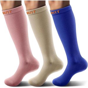 BULLIANT Compression Socks 3Pairs-15-20mmHg Circulation Support Men Women Hiking Sports Recovery-Upgraded Wicking Tech(3pairs-3 Color Mixed7963)