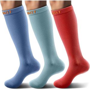 BULLIANT Compression Socks 3Pairs-15-20mmHg Circulation Support Men Women Hiking Sports Recovery-Upgraded Wicking Tech(3pairs-3 Color Mixed7964)