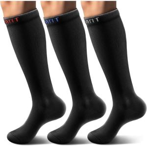 BULLIANT Compression Socks 3Pairs-15-20mmHg Circulation Support Men Women Hiking Sports Recovery-Upgraded Wicking Tech(3pairs-black6510)