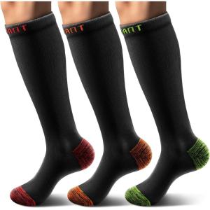 BULLIANT Compression Socks 3Pairs-15-20mmHg Circulation Support Men Women Hiking Sports Recovery-Upgraded Wicking Tech(3pairs-black7965)