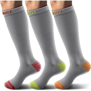 BULLIANT Compression Socks 3Pairs-15-20mmHg Circulation Support Men Women Hiking Sports Recovery-Upgraded Wicking Tech(3pairs-gray7967)