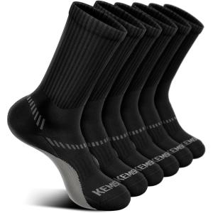 BULLIANT Compression Socks for Men 6Pairs, Athletic Crew Socks Cushioned For Men Sports Running-Arch Support(6pairs-black2741)
