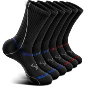 BULLIANT Compression Socks for Men 6Pairs, Athletic Crew Socks Cushioned For Men Sports Running-Arch Support(6pairs-black3712)