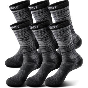 BULLIANT Compression Socks for Men 6Pairs, Athletic Crew Socks Cushioned For Men Sports Running-Arch Support(6pairs-black8424)