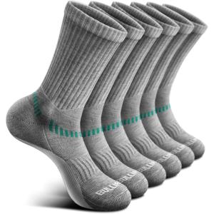 BULLIANT Compression Socks for Men 6Pairs, Athletic Crew Socks Cushioned For Men Sports Running-Arch Support(6pairs-gray Heather 3724)