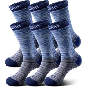BULLIANT Compression Socks for Men 6Pairs, Athletic Crew Socks Cushioned For Men Sports Running-Arch Support(6pairs-purplish Blue8425)