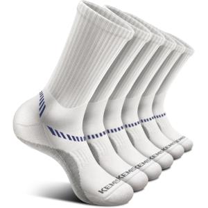 BULLIANT Compression Socks for Men 6Pairs, Athletic Crew Socks Cushioned For Men Sports Running-Arch Support(6pairs-white 2742)