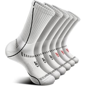 BULLIANT Compression Socks for Men 6Pairs, Athletic Crew Socks Cushioned For Men Sports Running-Arch Support(6pairs-white4623)