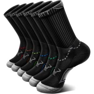 BULLIANT Men Athletic Socks, Compression Sports Crew Socks Cushioned For Men Outdoor Running Hiking-Arch Compression Support(6pairs-black4789)
