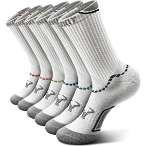 BULLIANT Men Athletic Socks, Compression Sports Crew Socks Cushioned For Men Outdoor Running Hiking-Arch Compression Support(6pairs-white4790)