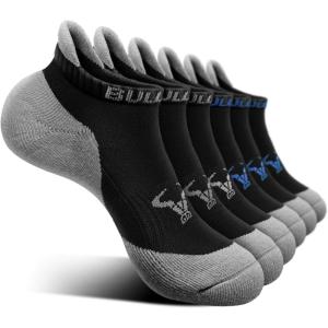 BULLIANT Men Running Socks 6Pairs-Ankle Athletic Socks Wicking Cushioned for Men Walking-Arch Compression Support(6pairs-black3638)