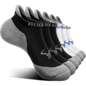 BULLIANT Men Running Socks 6Pairs-Ankle Athletic Socks Wicking Cushioned for Men Walking-Arch Compression Support(6pairs-black/White3644)