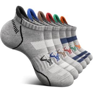 BULLIANT Men Running Socks 6Pairs-Ankle Athletic Socks Wicking Cushioned for Men Walking-Arch Compression Support(6pairs-gray 6 Color Mixed3000)