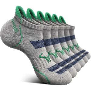 BULLIANT Men Running Socks 6Pairs-Ankle Athletic Socks Wicking Cushioned for Men Walking-Arch Compression Support(6pairs-gray Heather 3658)