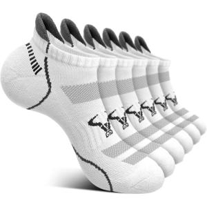 BULLIANT Men Running Socks 6Pairs-Ankle Athletic Socks Wicking Cushioned for Men Walking-Arch Compression Support(6pairs-white/Black Gray3100)