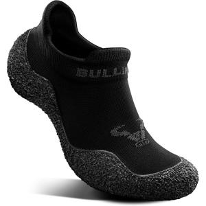 BULLIANT Men Slipper Socks,Grip Socks Hiking Water Shoes Barefoot Shoes for Outdoor Walking Exercises(Black/Dark Gray4662)