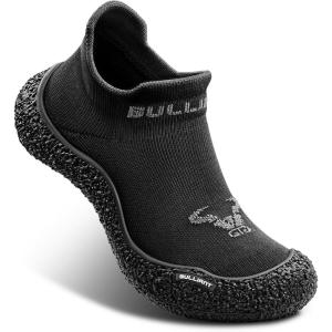 BULLIANT Men Slipper Socks,Grip Socks Hiking Water Shoes Barefoot Shoes for Outdoor Walking Exercises(Black/Dark Gray6253)