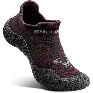 BULLIANT Men Slipper Socks,Grip Socks Hiking Water Shoes Barefoot Shoes for Outdoor Walking Exercises(Burgundy7781)