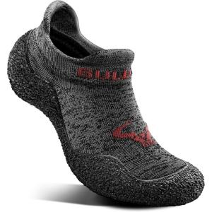 BULLIANT Men Slipper Socks,Grip Socks Hiking Water Shoes Barefoot Shoes for Outdoor Walking Exercises(Gray Heather/Rose Red4663)