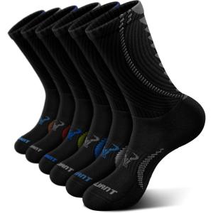 BULLIANT Men Socks, Athletic Compression Crew Socks Cushioned for Men Running Sports Hiking Fishing Arch Support(6pairs-black4746)
