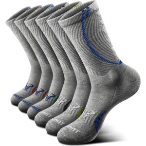 BULLIANT Men Socks, Athletic Compression Crew Socks Cushioned for Men Running Sports Hiking Fishing Arch Support(6pairs-gray Heather 4747)