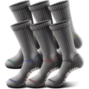 BULLIANT Men Socks, Athletic Compression Crew Socks Cushioned for Men Running Sports Hiking Fishing Arch Support(6pairs-gray Heather 8285)