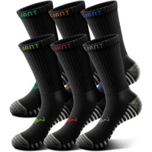 BULLIANT Men Socks,Athletic Crew Socks Compression For Men Sports Running Cushioned Footbed Non-blister Toe Brethable Wicking(6pairs-black8389)