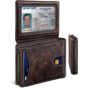 BULLIANT Men Wallet, Slim Leather Wallet Front Pocket Card Holder Gift For Men 11 Slots RFID Blocking(Forest Brown6319)