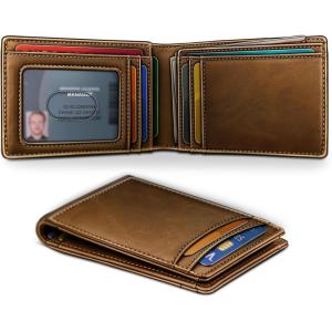 BULLIANT Men Wallet,Slim Leather Wallet Money Clip Magnetic Closure Simplifed Bill Folder 10Cards RFID Blocking 4.3″×3″(Tiger Eye8466)