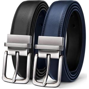 BULLIANT Men’s Belt,Reversible Belt Adjustable For Gift Men 1.25”-Cut For Fit-2 Sides in 1 Belt(Not 2)(Black/Purplish Blue3022)