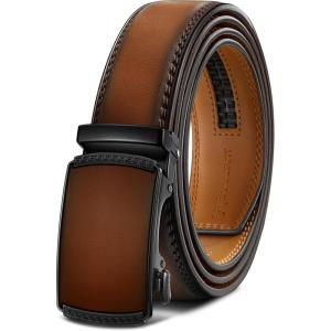 BULLIANT Men’s Belt,Slide Ratchet Belt Adjsutable For Men Suit Casual Jeans Gift Boxed,Trim To Fit(Light Brown7543)