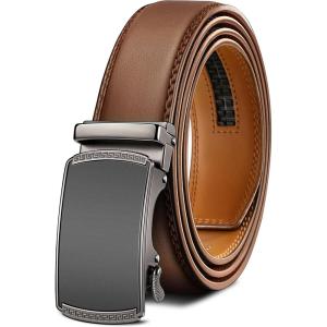 BULLIANT Men’s Belt,Slide Ratchet Belt Adjsutable For Men Suit Casual Jeans Gift Boxed,Trim To Fit(Red Brick2539)