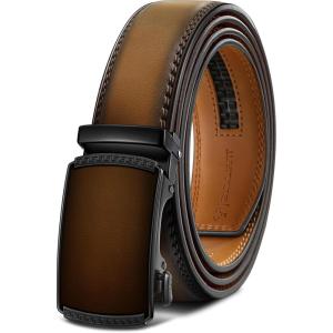 BULLIANT Men’s Belt,Slide Ratchet Belt Adjsutable For Men Suit Casual Jeans Gift Boxed,Trim To Fit(Tawny8205)