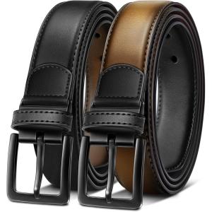 BULLIANT Reversible Belt For Men 2 IN 1,Genuine Leather Adjustable 7 Holes For Men Dress Casual Jean Golf(Black/Tawny8297)