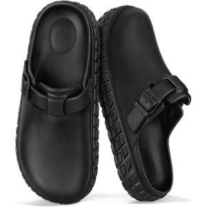 BULLIANT Women Clogs,Comfortable Mules Sandals Unisex Cushioned Support EVA Lightweight Slip-Resist Adjustable Fit(Black8439)