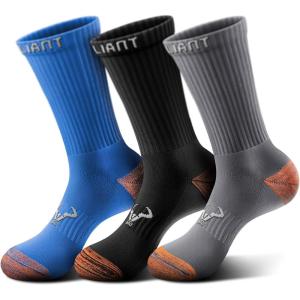 BULLIANT Women Socks,Compression Calf Socks Cushioned Footbed for Men Women Sports Running Arch Support Breathable Wicking(3pairs-3 Color Mixed8408)