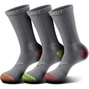 BULLIANT Women Socks,Compression Calf Socks Cushioned Footbed for Men Women Sports Running Arch Support Breathable Wicking(3pairs-gray8407)