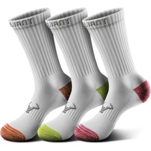 BULLIANT Women Socks,Compression Calf Socks Cushioned Footbed for Men Women Sports Running Arch Support Breathable Wicking(3pairs-white8410)