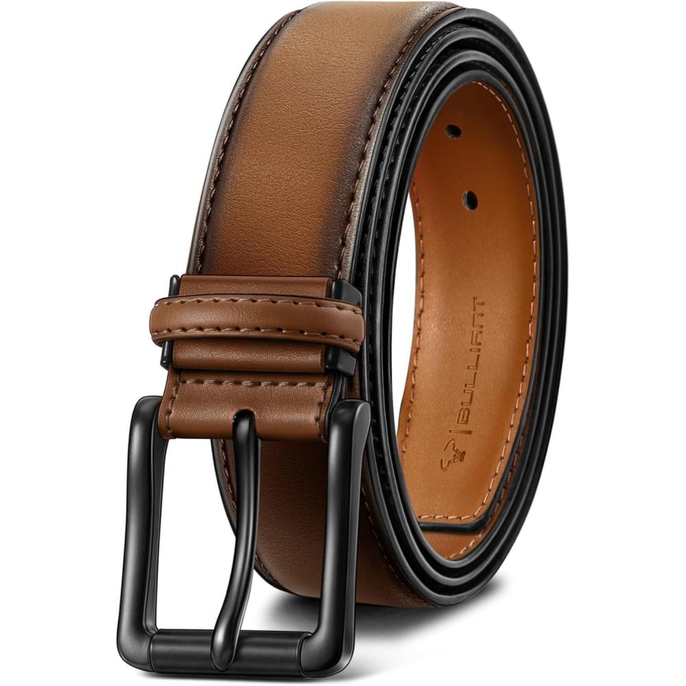 imageBULLIANT Men BeltLeather Belt Adjustable For Men Dress Casual Jeans 1 38Cut For FitLight Brown6509