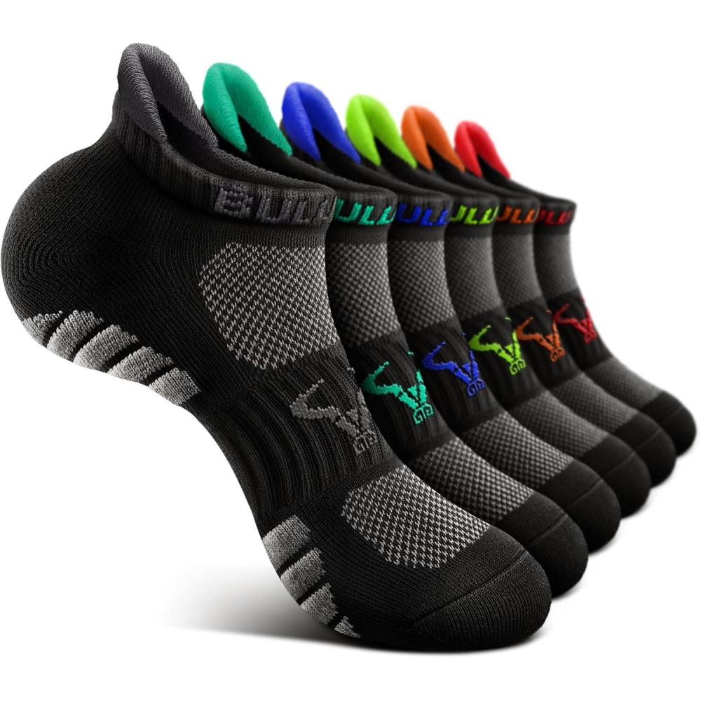 imageBULLIANT Men Running SocksActive Ankle Socks No Show For Men With Cushioned Footbed Arch Support Breathable Wicking6pairsblack7897