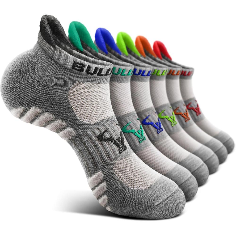 imageBULLIANT Men Running SocksActive Ankle Socks No Show For Men With Cushioned Footbed Arch Support Breathable Wicking6pairsgray Heather 7896