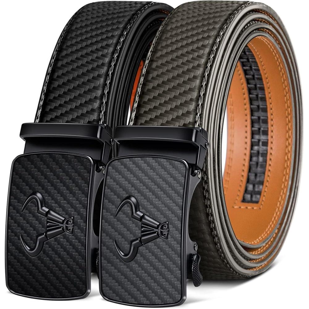 imageBULLIANT Men belt 2PackLeather Ratchet Belt for Gift Men Dress Casual Jeans 1 38quotCut for Fit2packblackSacred Grey3296
