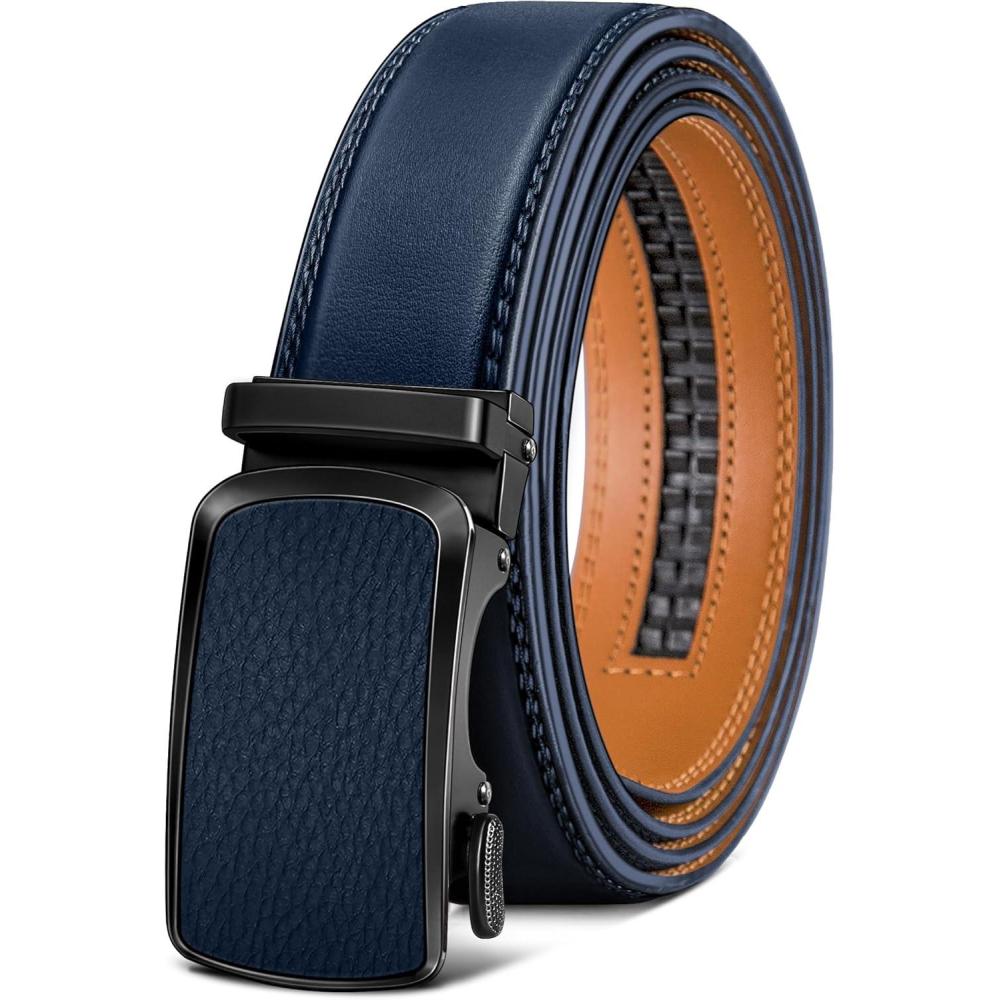 imageBULLIANT Mens BeltBrand Ratchet Belt Of Genuine Leather For Gift Men DressSize CustomizedPurplish Blue4453
